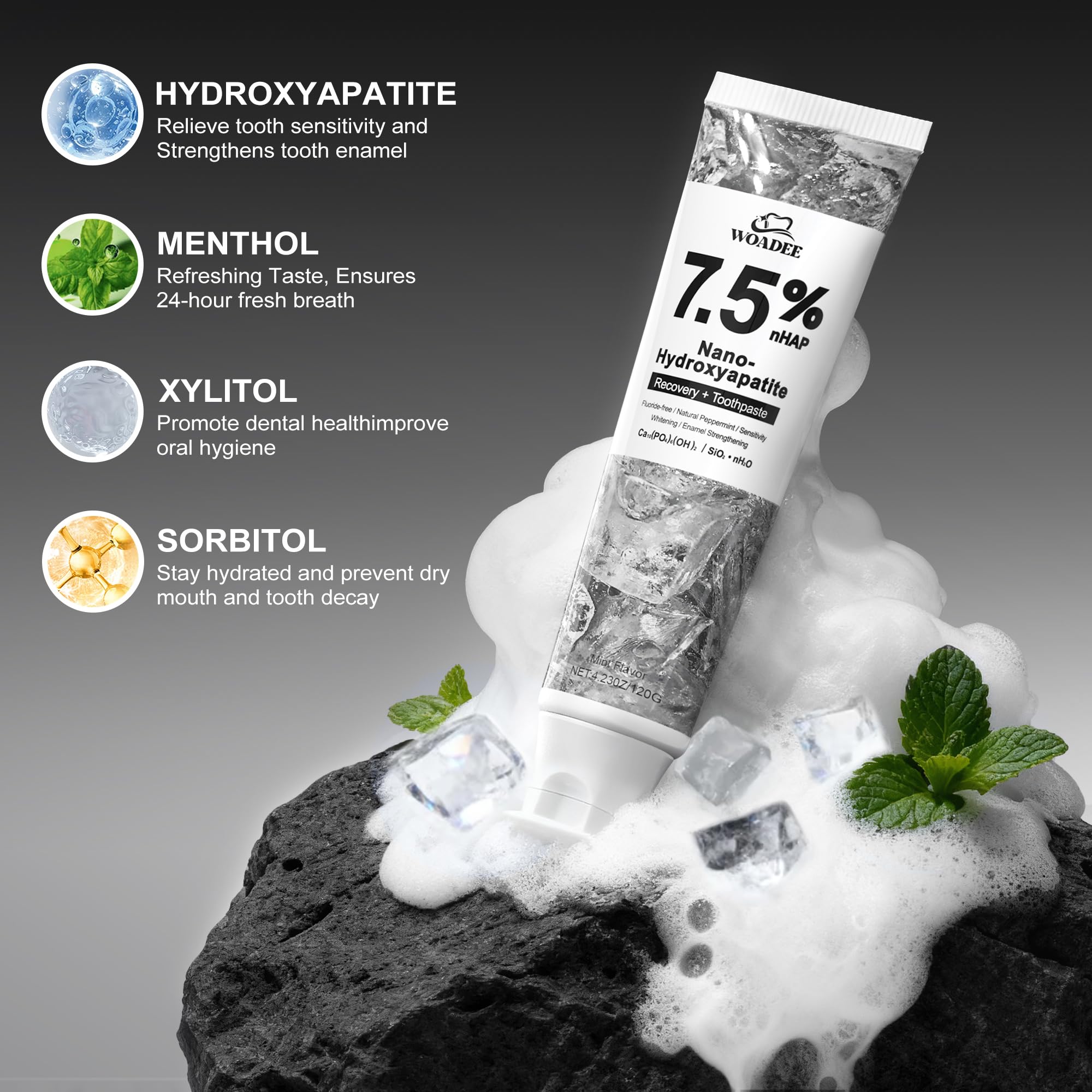 Enamel protection graphic for Woadee toothpaste