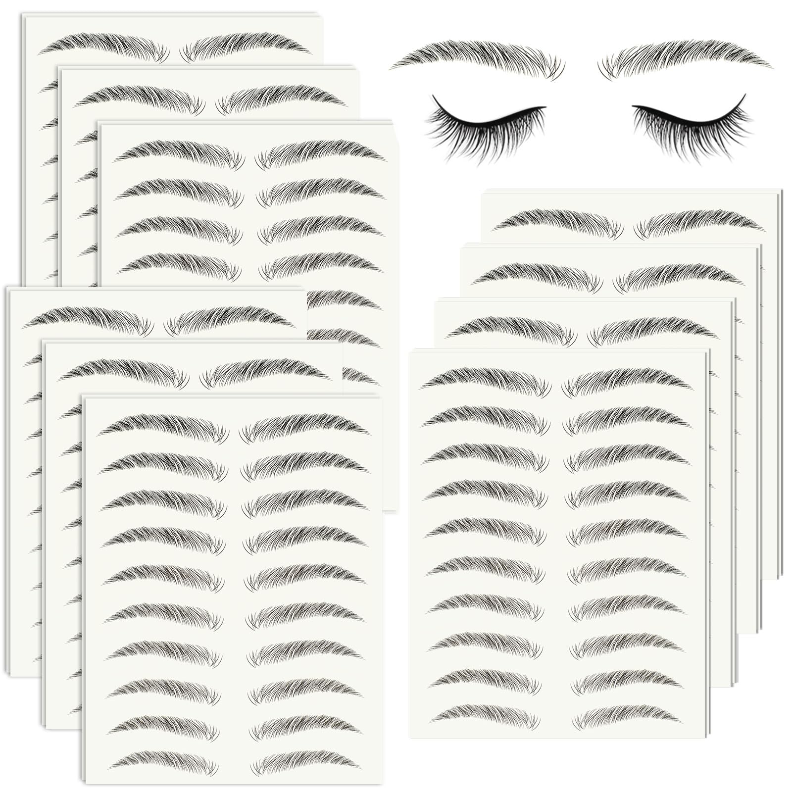Wodelanle eyebrow sticker pack shows 20 sheets for natural-looking brows.