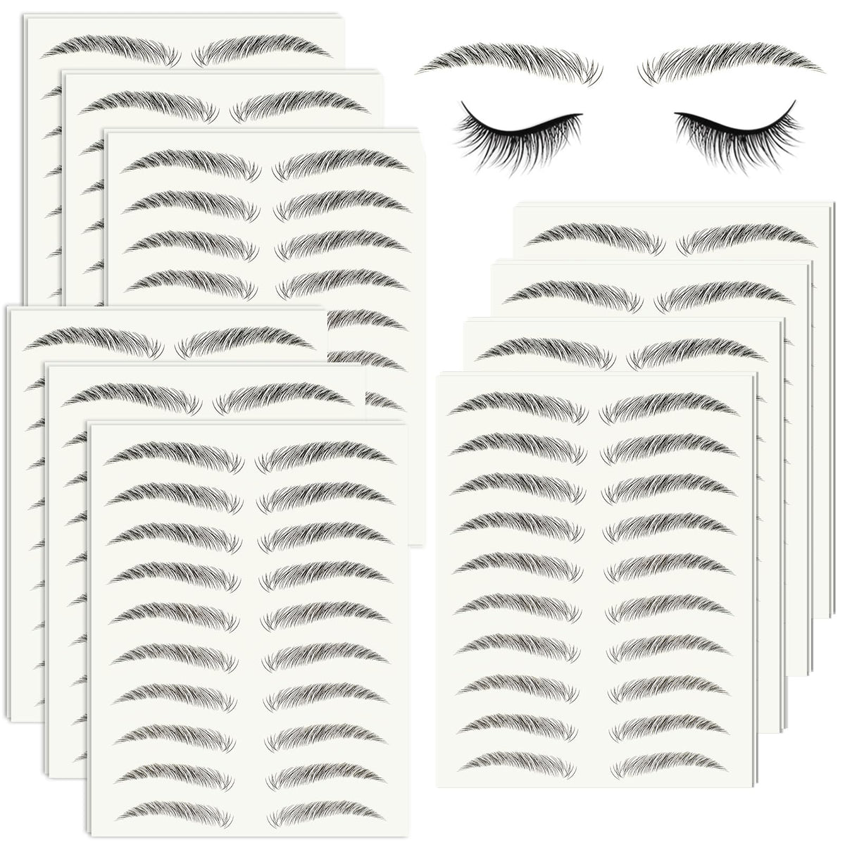 Wodelanle eyebrow sticker pack shows 20 sheets for natural-looking brows.