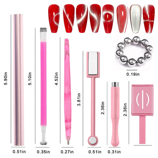 WOKOTO cat eye magnet pink set stripe plates offer multiple stripe styles for bold cat-eye effects