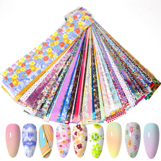 WOKOTO nail foil transfer flowers design for versatile nail art ideas