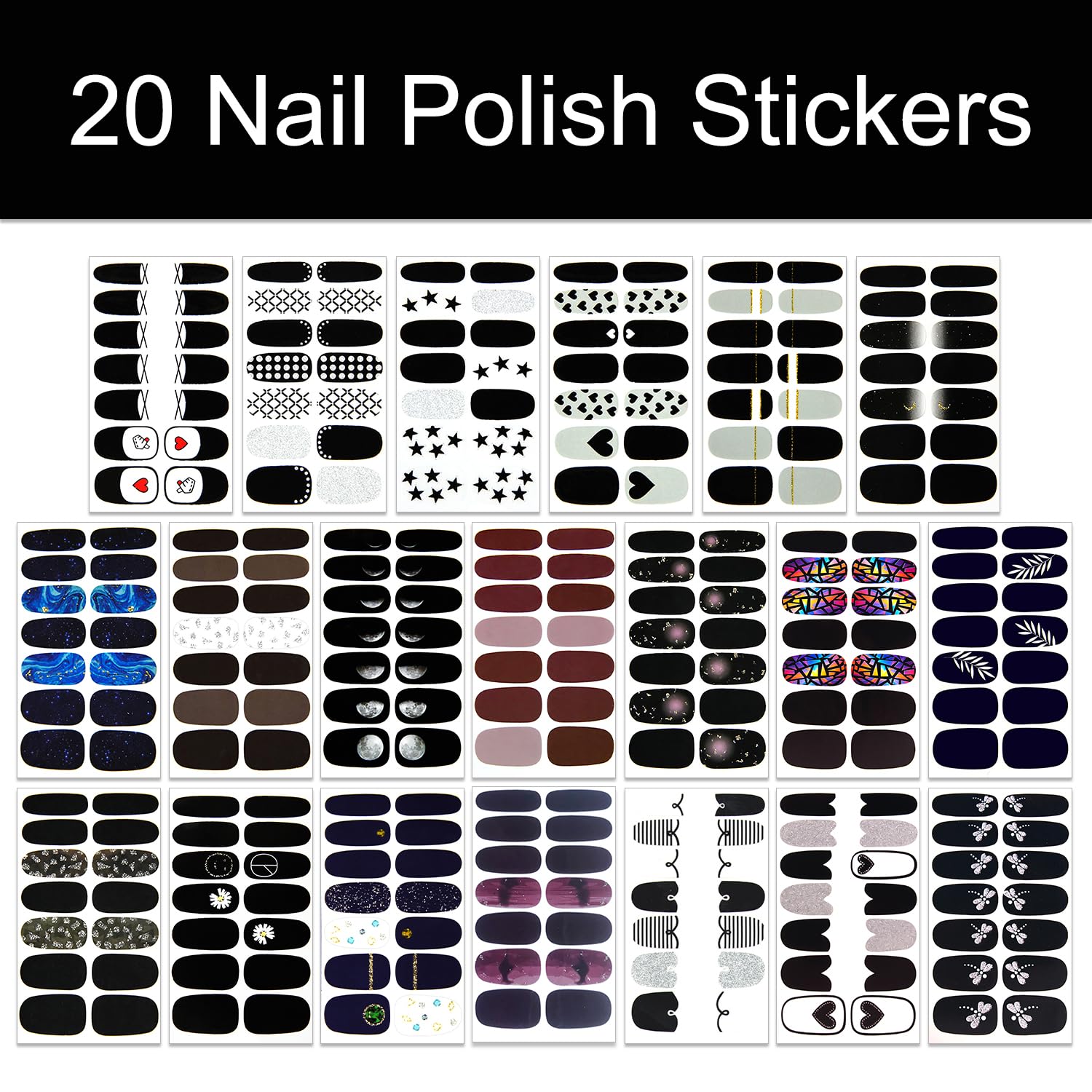 WOKOTO nail sticker designs variety shown for versatile nail art.