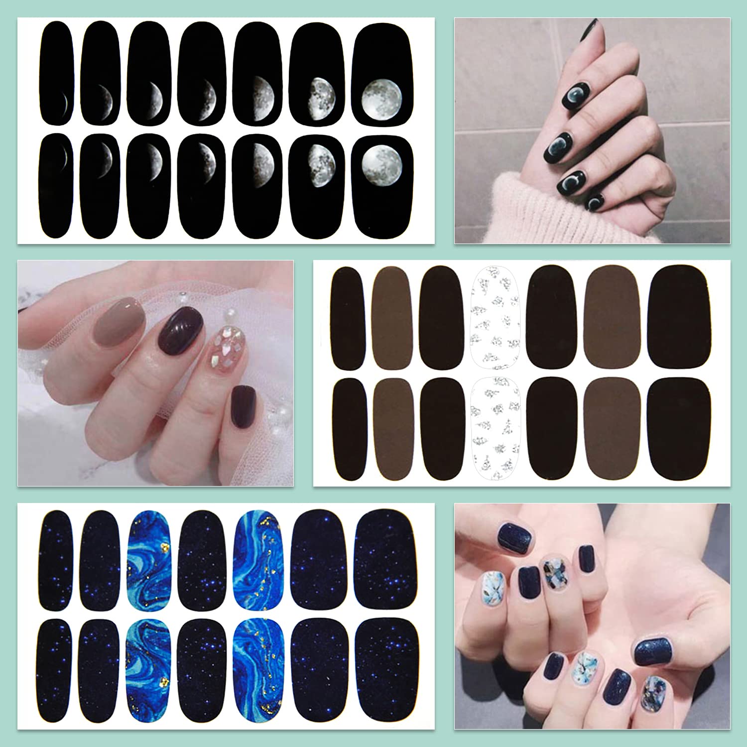 WOKOTO nail sticker long-lasting wear shown on nails.