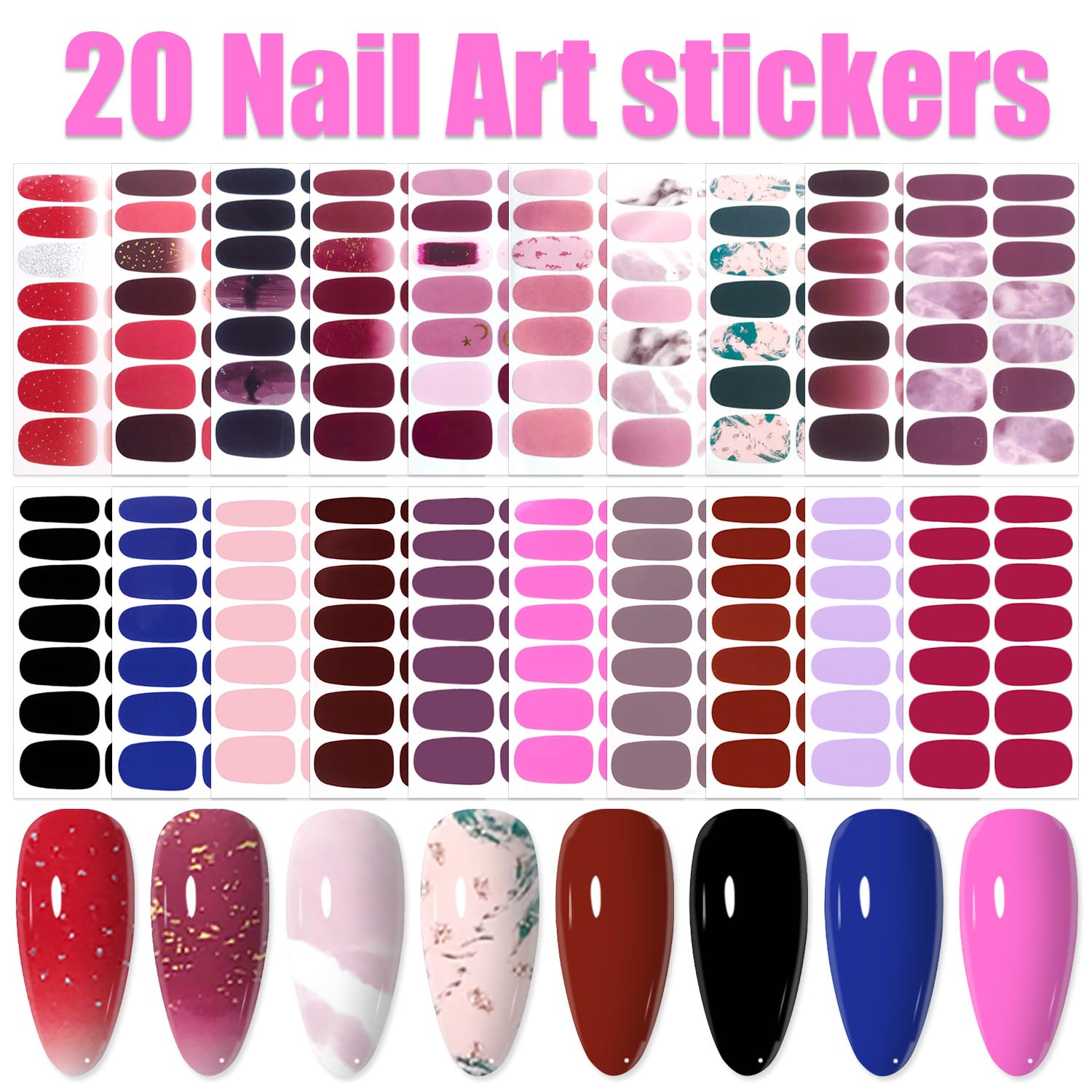 Wokoto solid color nail stickers offer clean, mess-free color