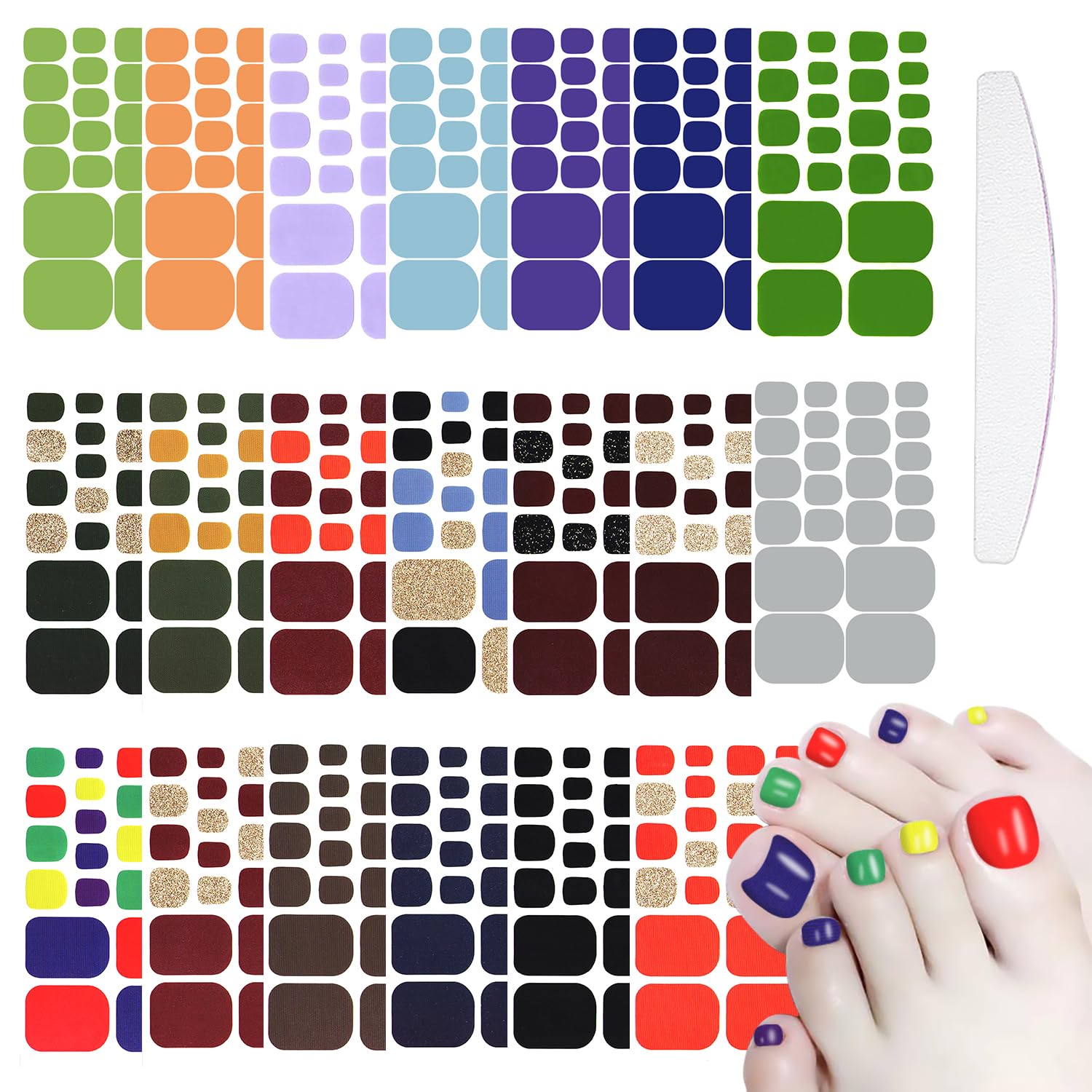 WOKOTO toe nail polish stickers pack provides quick, mess-free toe nail art.