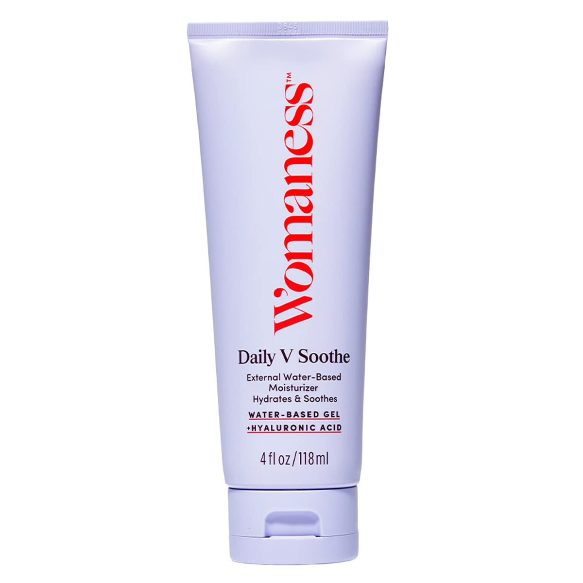 Womaness Daily V Soothe bottle close-up highlighting a hydrating external gel for daily vulvar comfort