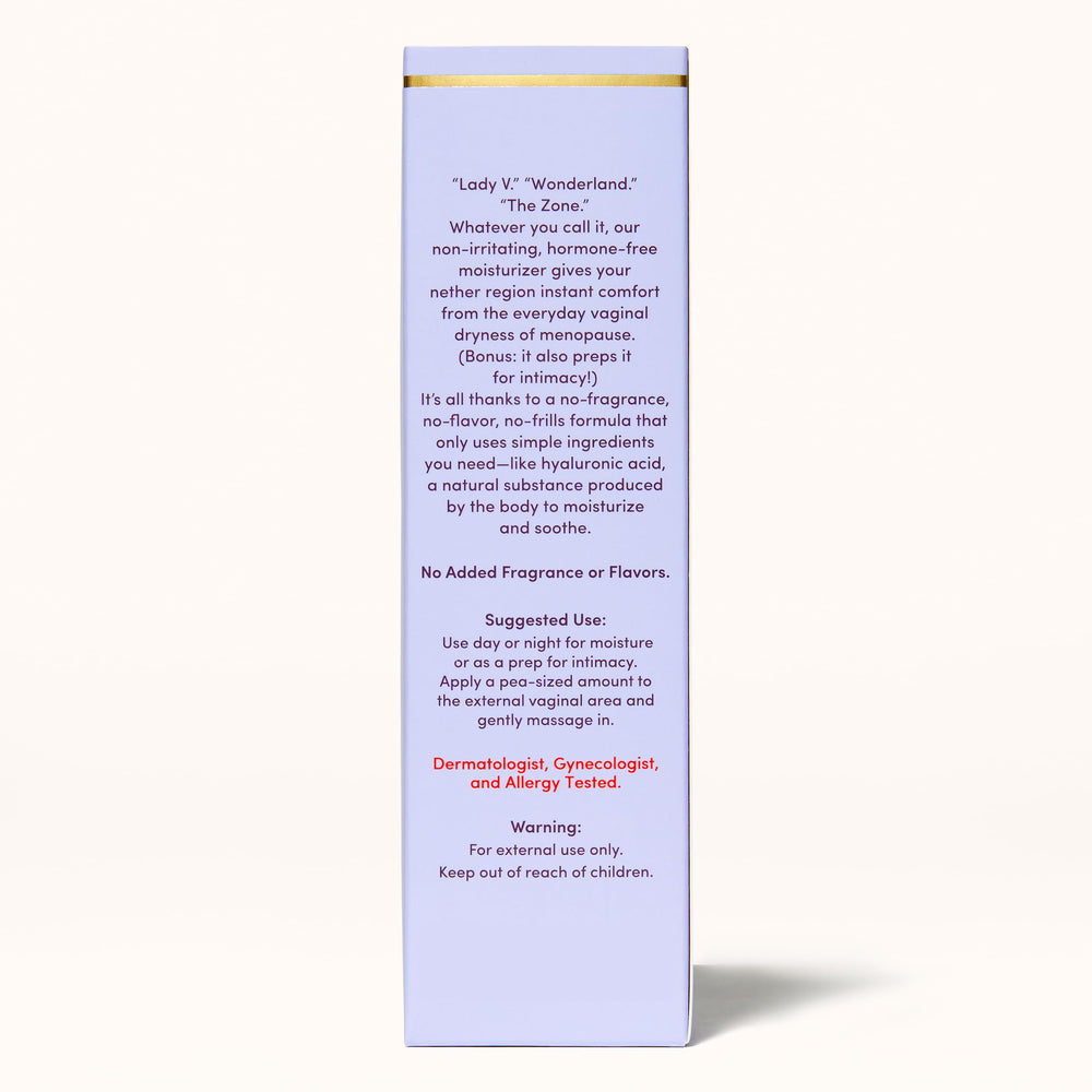Womaness Daily V Soothe product shot communicates stable daily hydration for perimenopause comfort