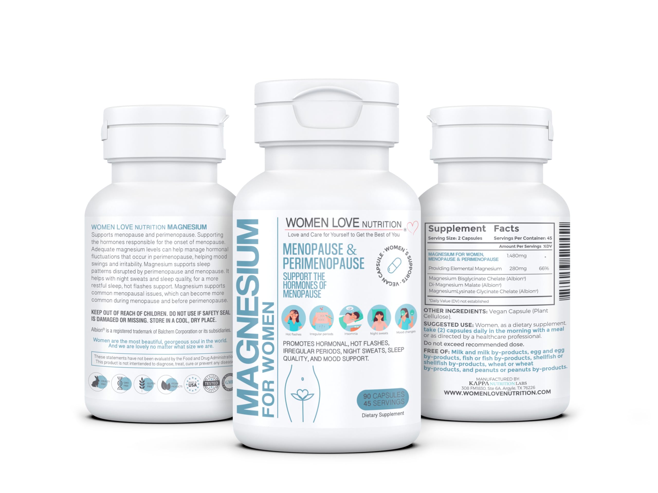 Packaging highlighting vegan, gluten-free, non-GMO and cruelty-free formulation