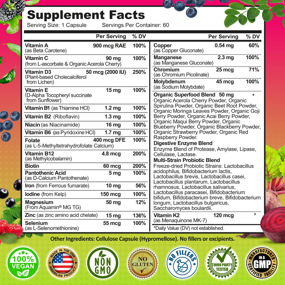 Overview of benefits for vegan methylated multivitamin for women