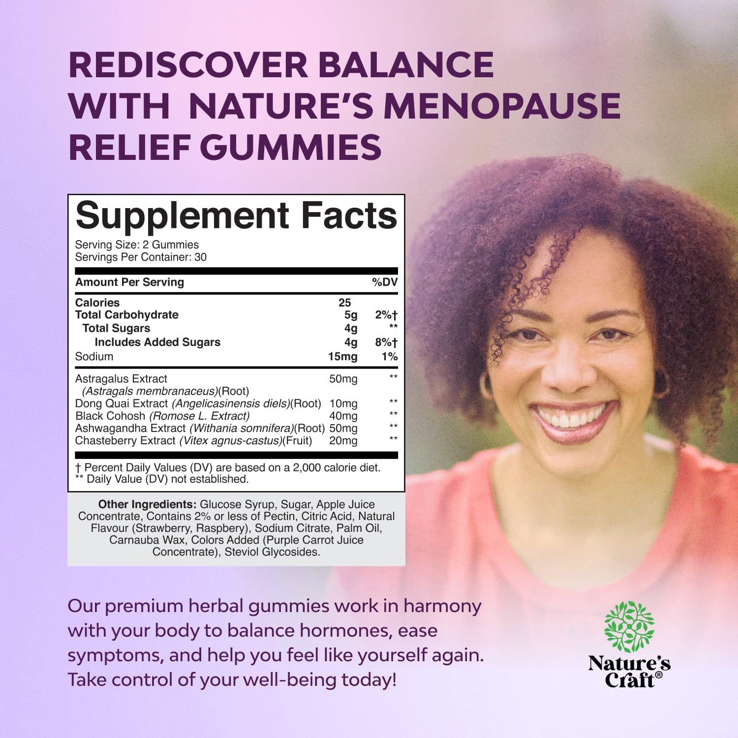 Lifestyle image showing calm, holistic menopause support with gummies