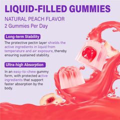 Peach-flavored gummies ready to chew