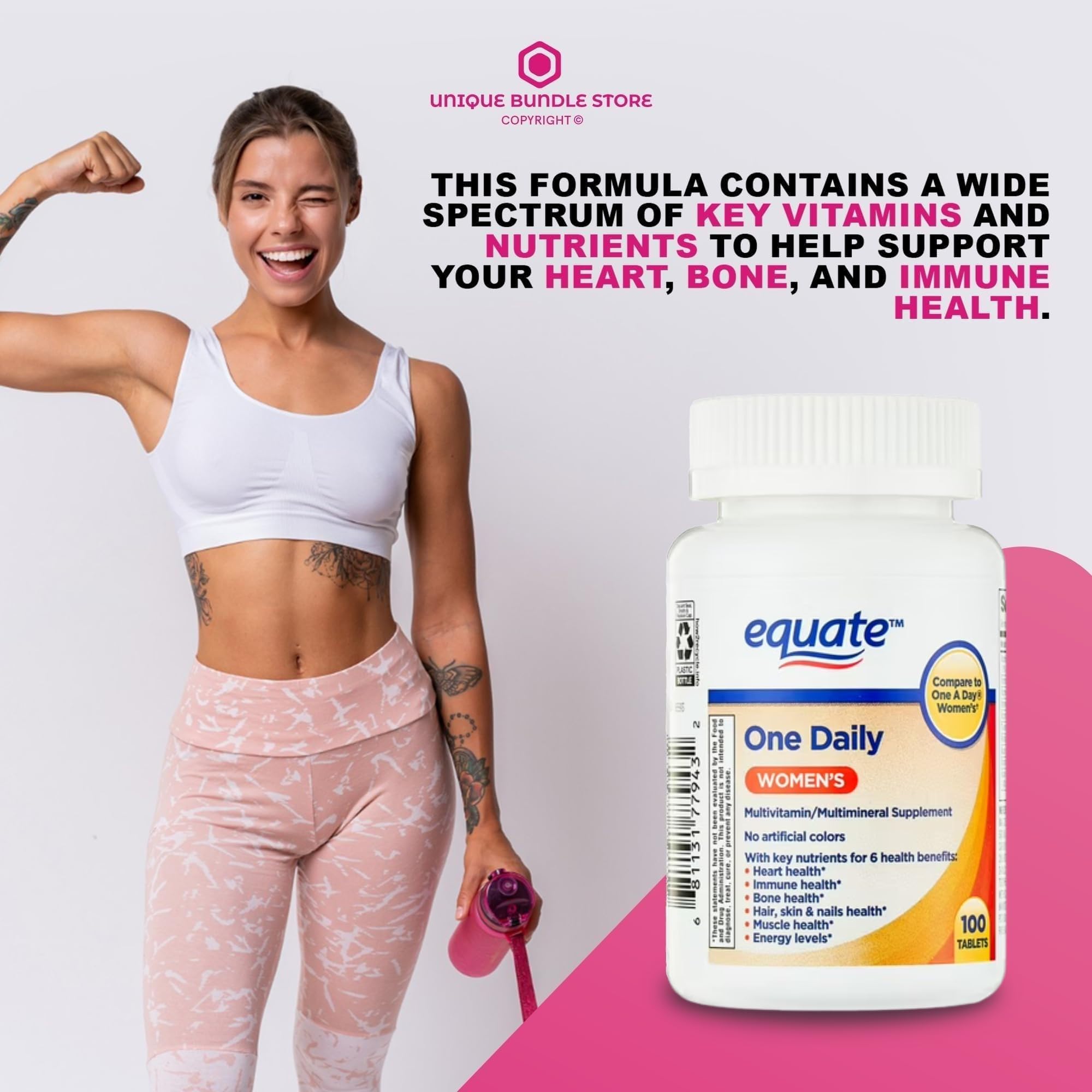 Close-up of daily-use multivitamin tablets for women