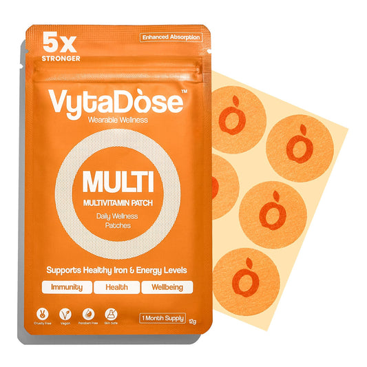 Womens multivitamin patch showing 100% RDI iron and 26 essential vitamins