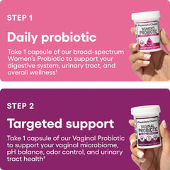 Womens probiotic label with 6 targeted strains and organic prebiotics