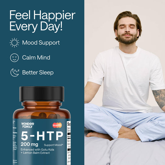 WONDER FAMILY 5-HTP 200mg bottle packaging