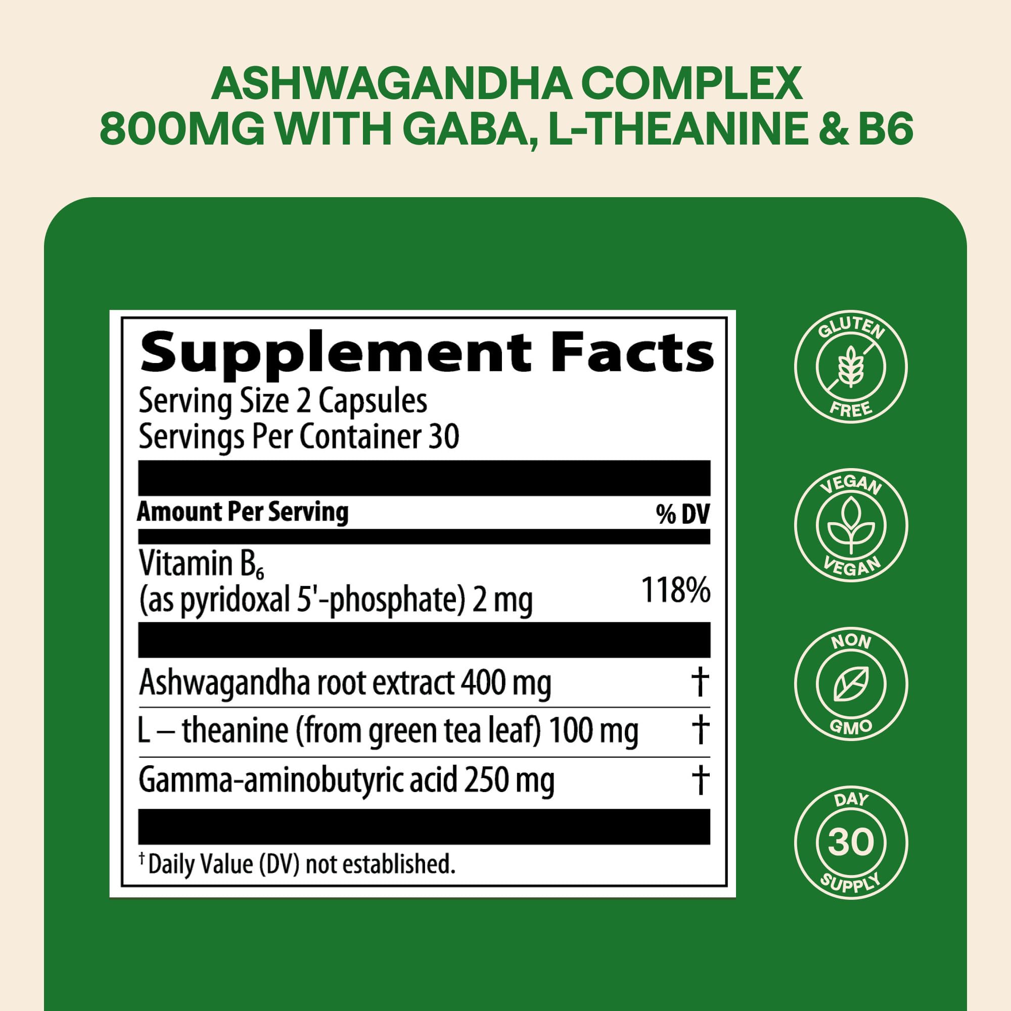 Close-up of Ashwagandha 800mg capsules