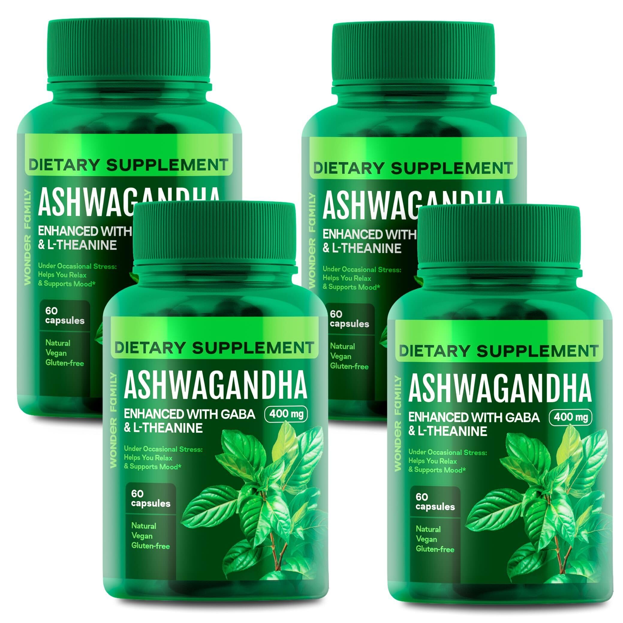 Front view of WONDER FAMILY Ashwagandha Complex bottle