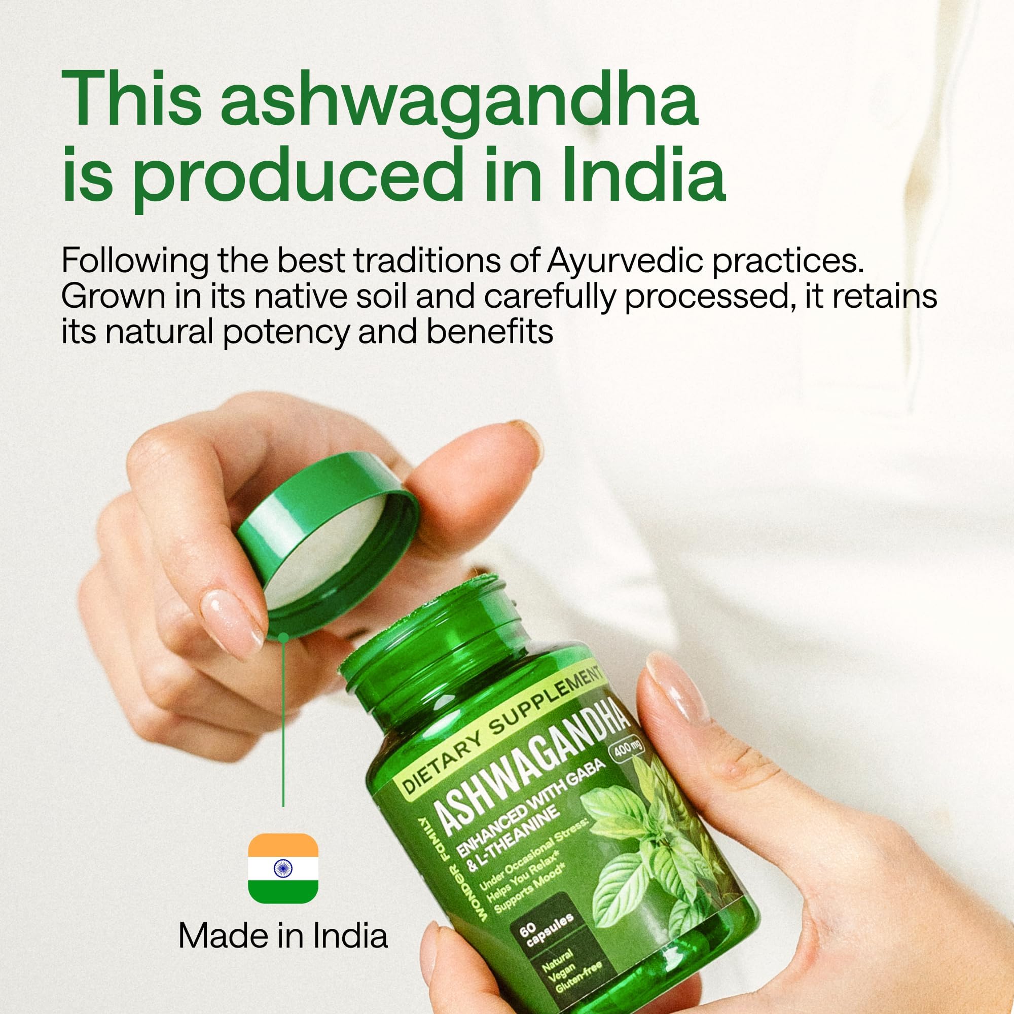 Mood and focus concept graphic for WONDER FAMILY Ashwagandha Complex