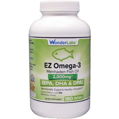 Wonder Laboratories EZ Omega-3 bottle on shelf for daily wellness.