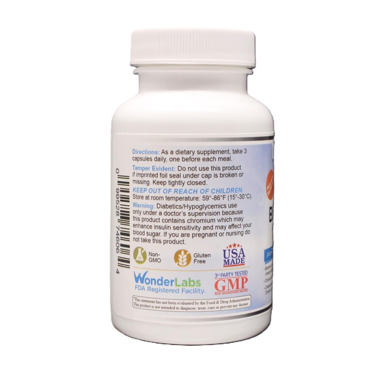 Close-up of berberine, cinnamon, chromium and Bioperine ingredients