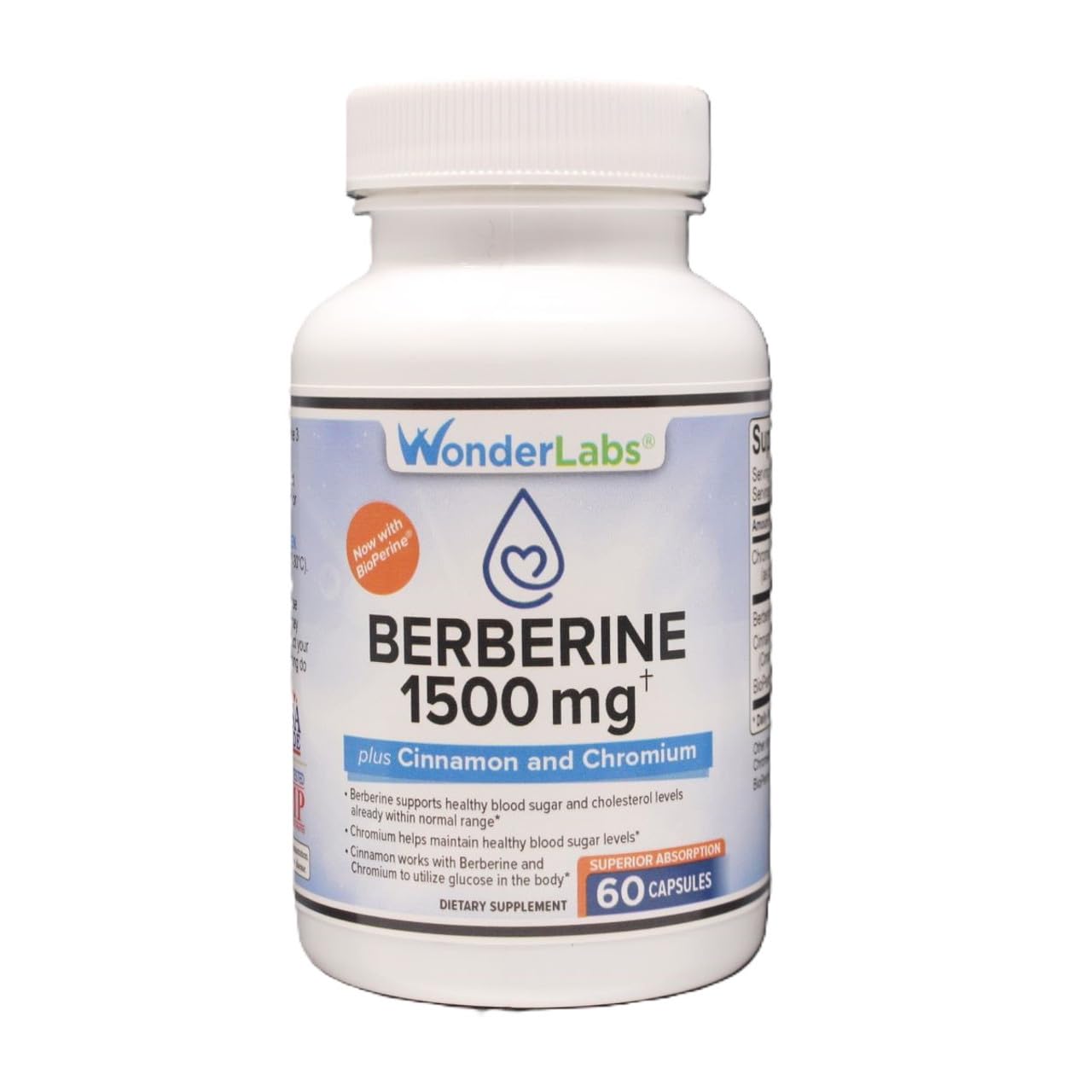 Wonder Laboratories Berberine HCL 1,500mg bottle with 60 capsules