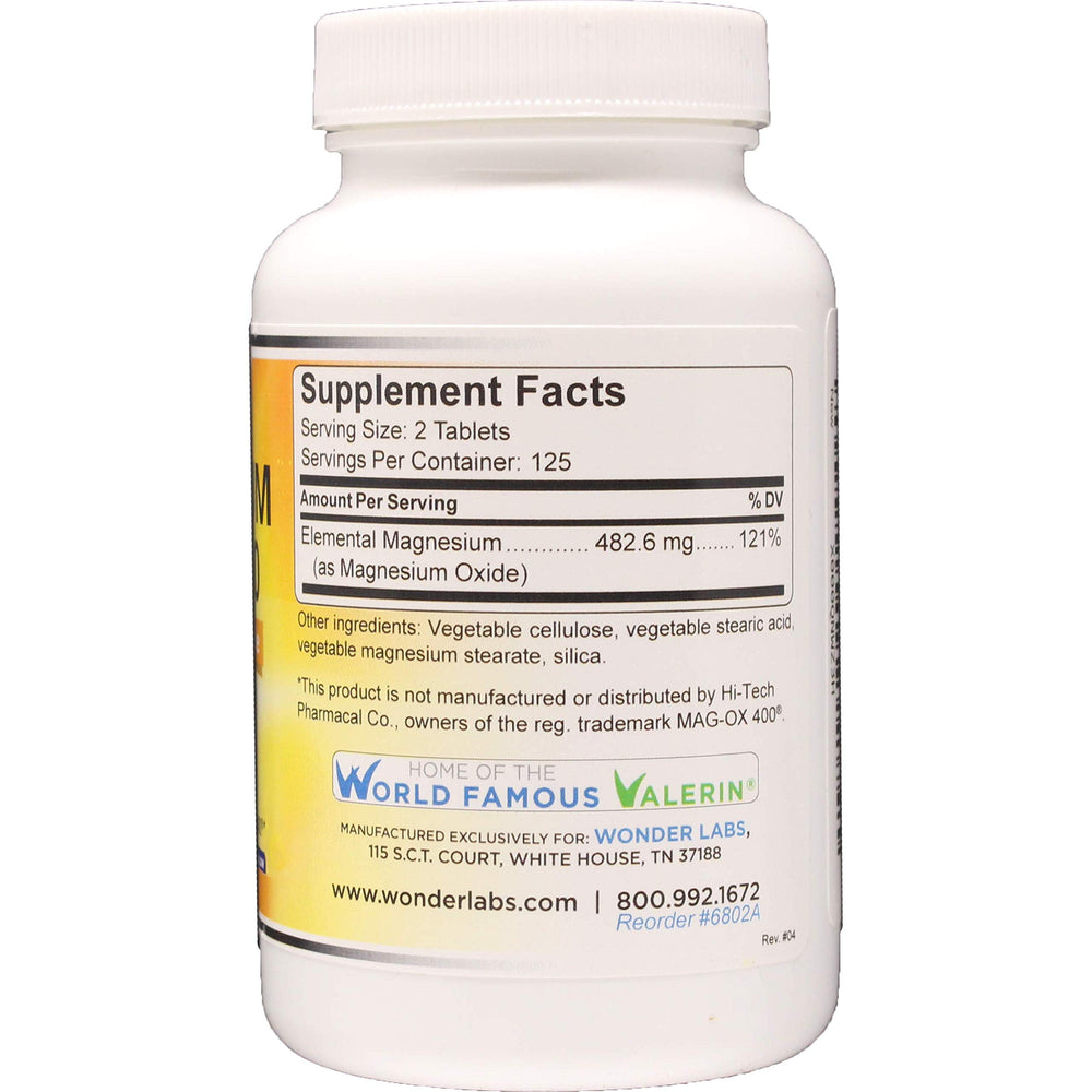 Front view of Wonder Labs Magnesium Oxide 400 tablets