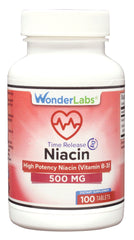 Wonder Laboratories Niacin Time Release 500 mg bottle with label