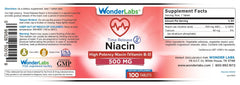 Close-up view of Niacin Time Release 500 mg label