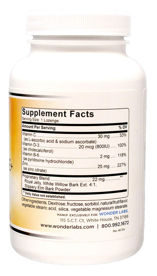 Packaging of Wonder Laboratories Zinc Lozenges Fruit Flavored (100 Lozenges)