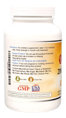 Nutrition label showing 25 mg zinc and 30 mg vitamin C per lozenge