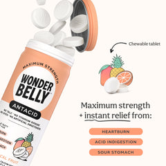 Wonderbelly Antacid calcium carbonate ingredient label highlighting active compound