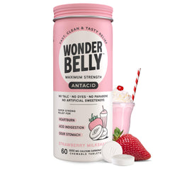 Wonderbelly Antacid canister front showing strength and packaging