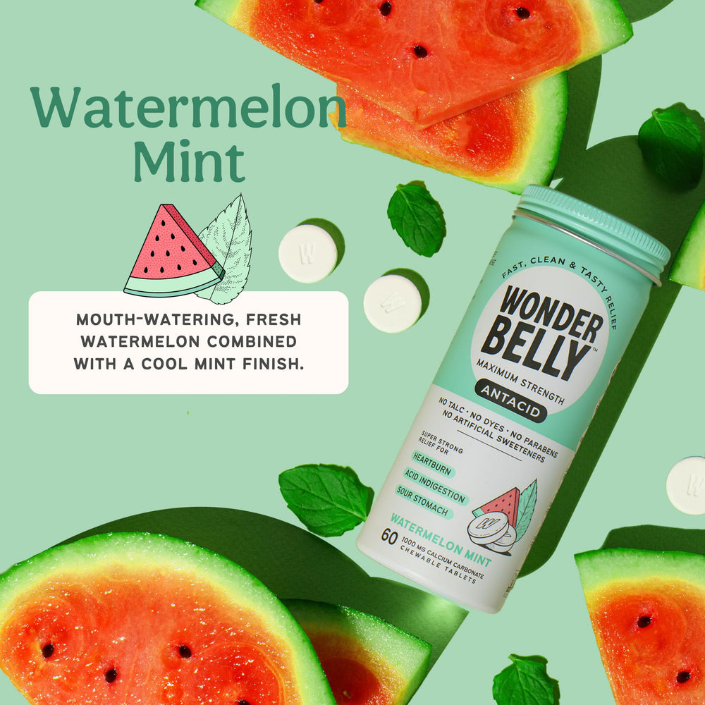 Wonderbelly usage shows chew 2-3 tablets for adults as symptoms occur