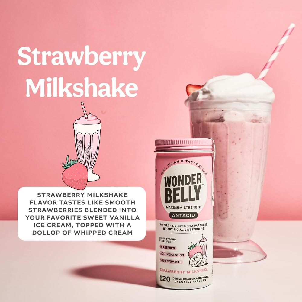Wonderbelly antacid dosage directions illustrate 2-3 chews for symptoms.