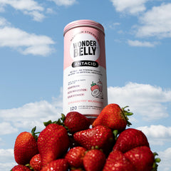 Wonderbelly antacid flavor profile highlights strawberry milkshake aroma.