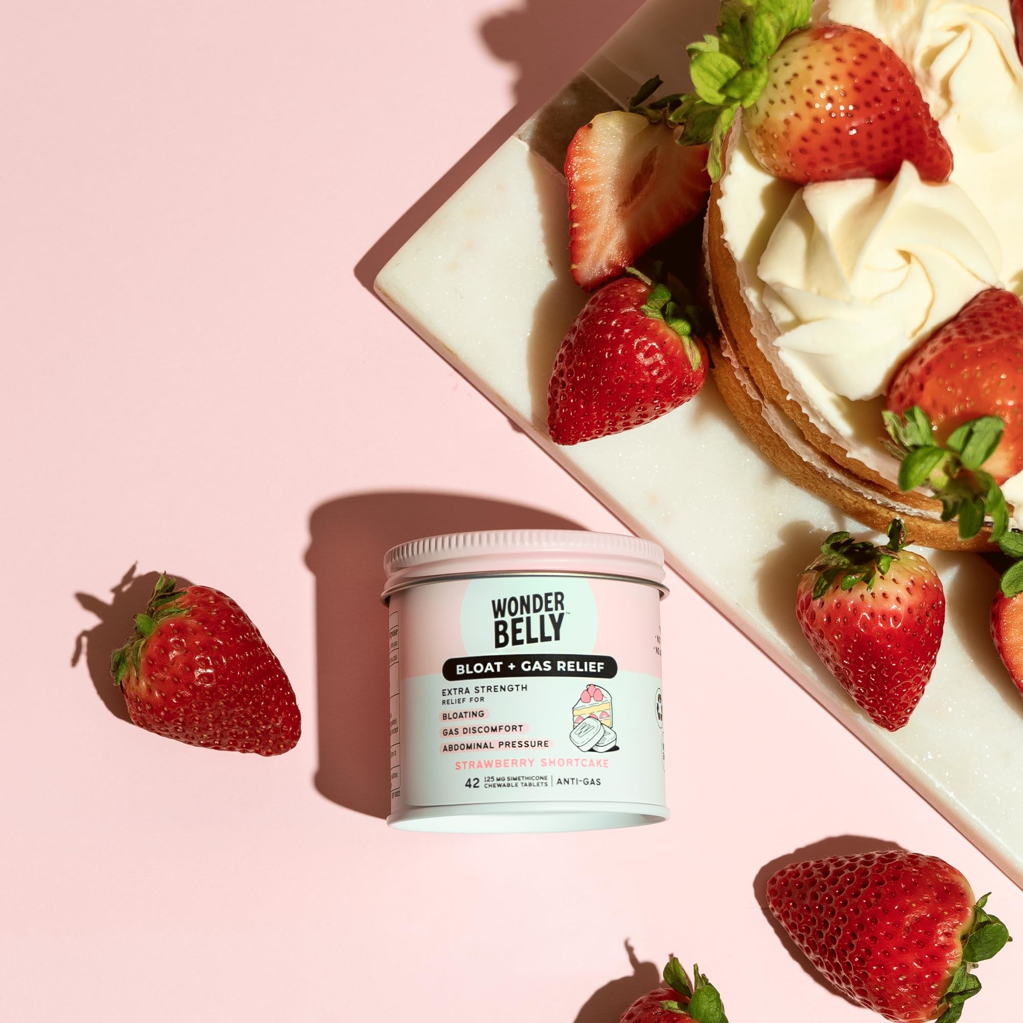 Wonderbelly Bloat Gas Relief in-use scene demonstrates on-the-go relief during daily routines.