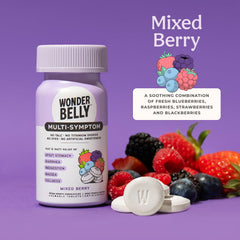Wonderbelly bottle front view with recyclable packaging for convenient relief.