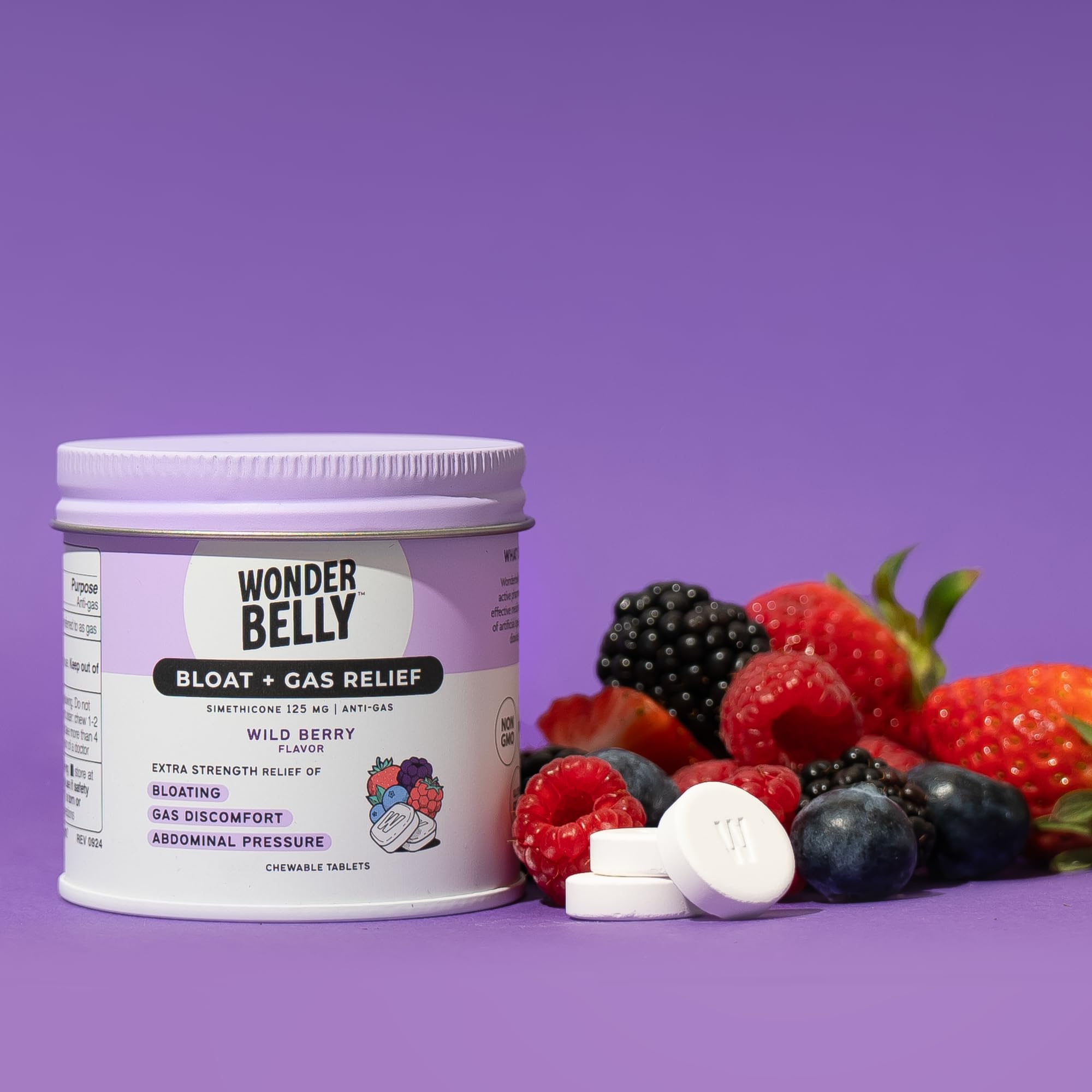 Wonderbelly talc-free dye-free packaging communicates clean ingredient promise