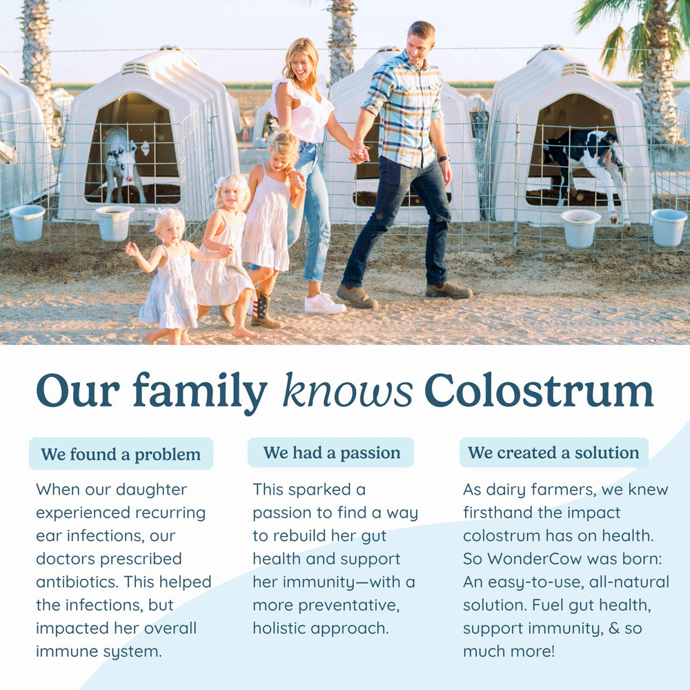 WonderCow colostrum bottle display — ideal for daily wellness routine.