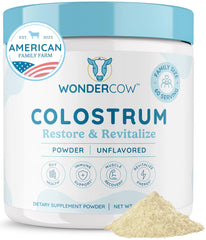 Front view of WonderCow Colostrum packaging