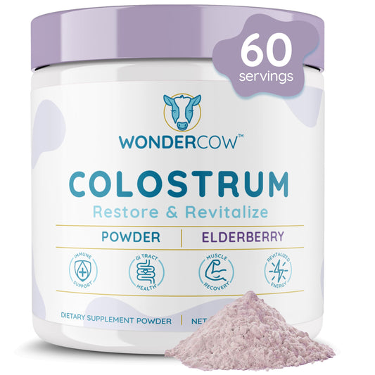 WonderCow Colostrum Powder bottle with 60 servings label