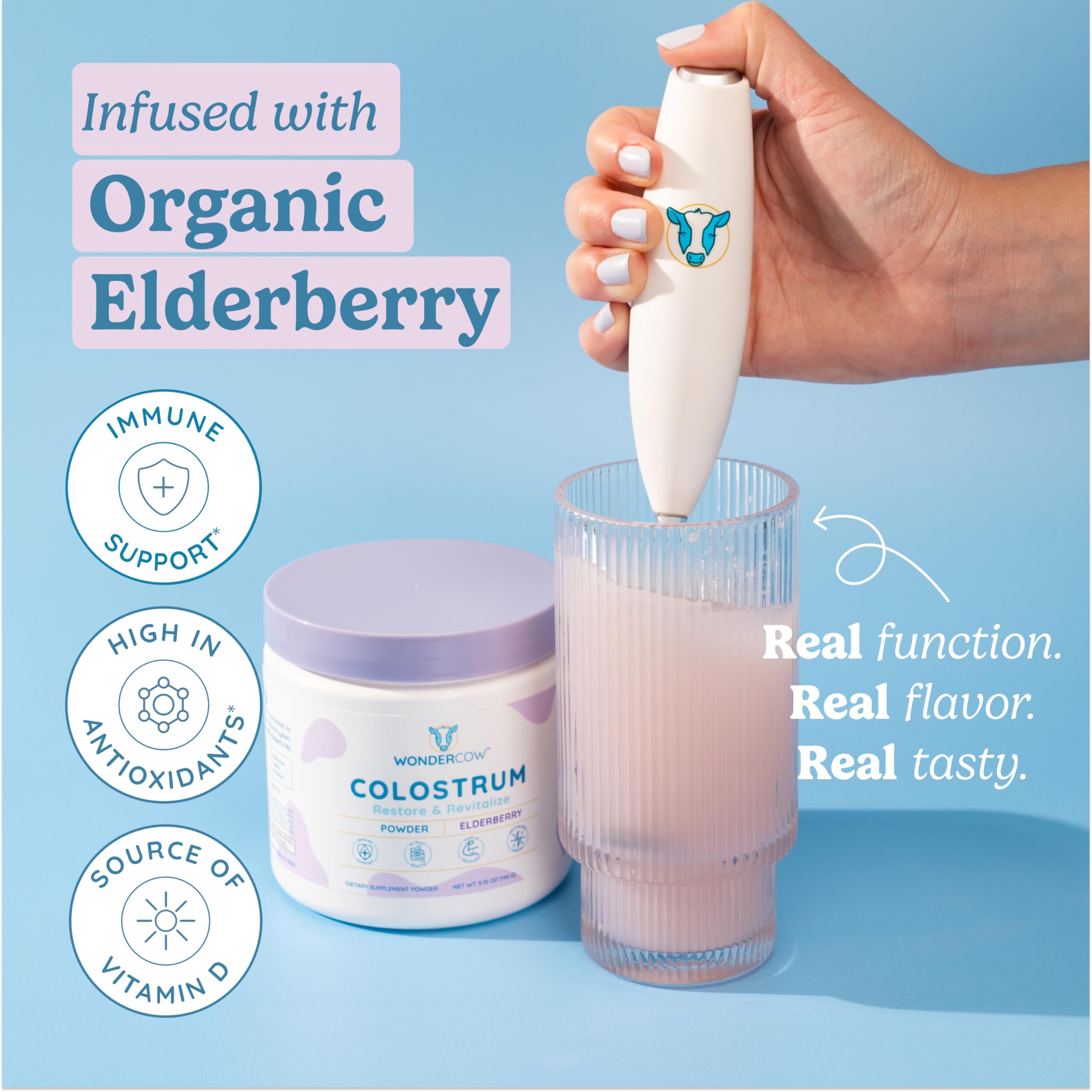 Natural ingredients: colostrum powder with elderberry