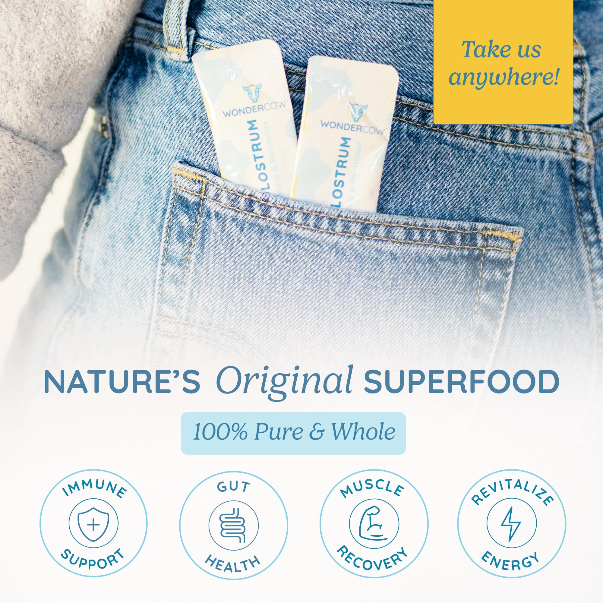 Single serving colostrum powder packet