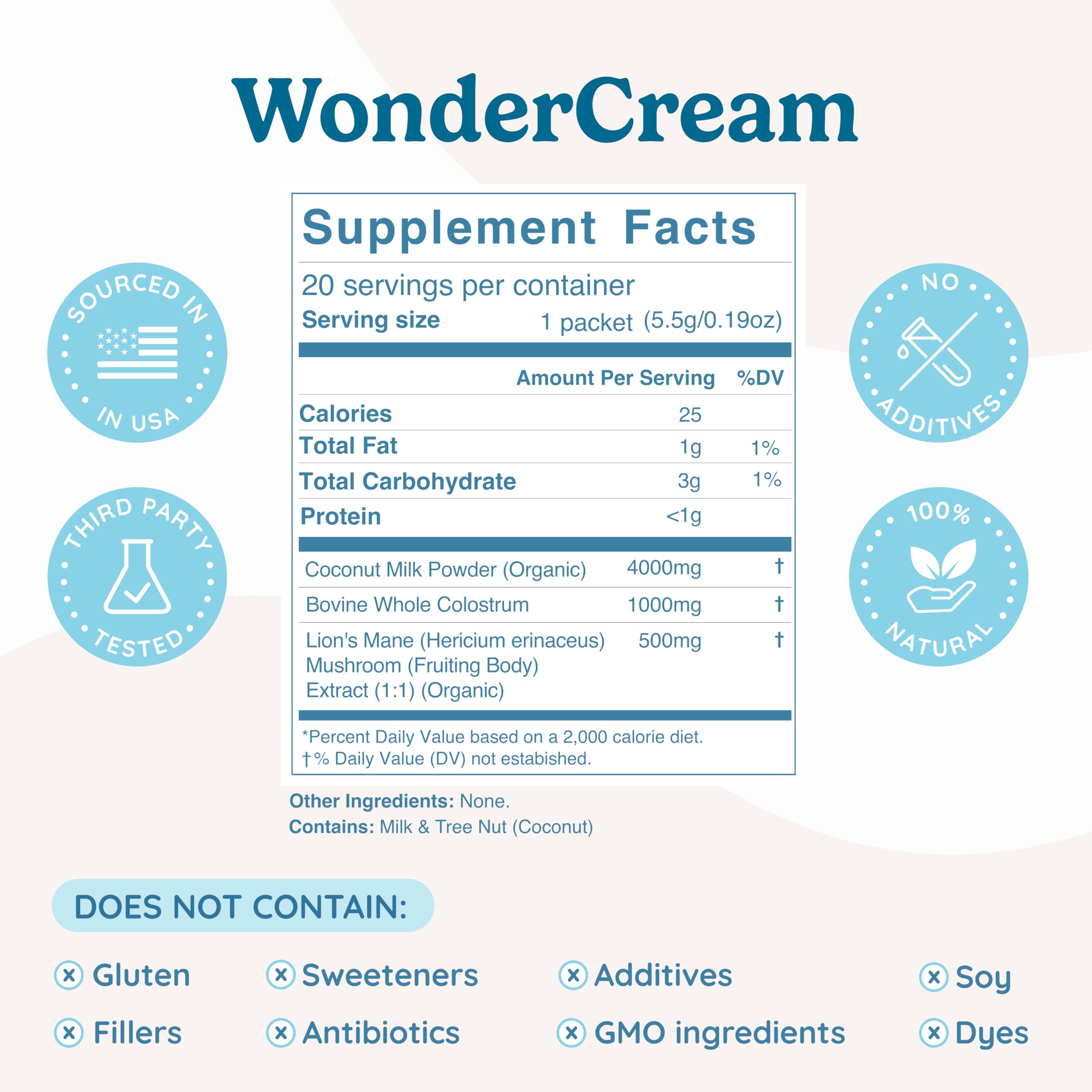 Close-up of WonderCow creamer scoop and ingredients