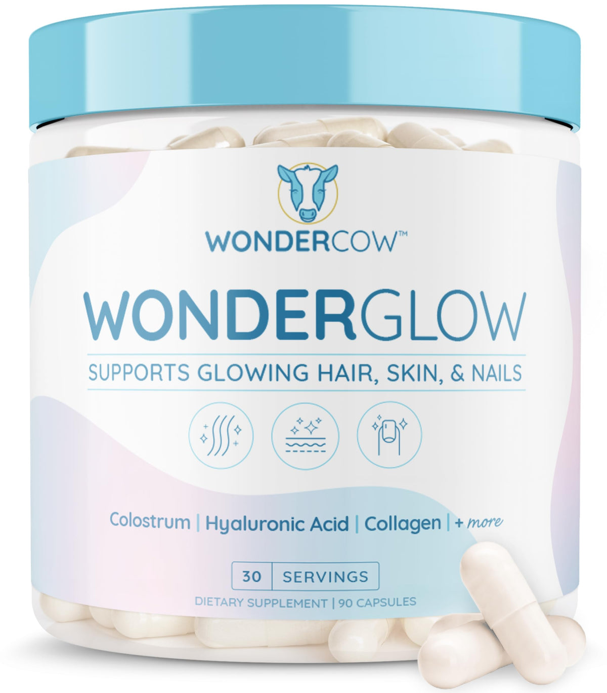 WONDERCOW WonderGlow hair skin nails vitamins bottle
