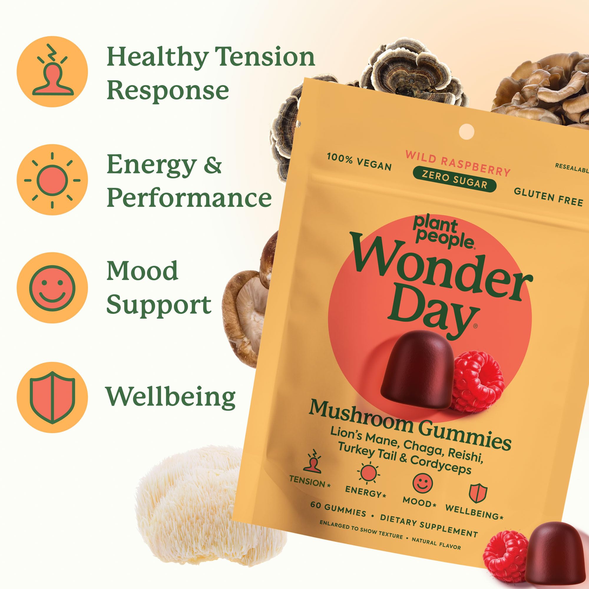 Destress and energy gummies in wild raspberry flavor