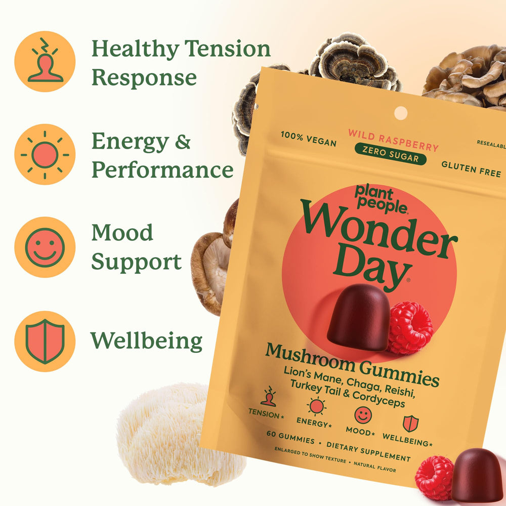 Destress and energy gummies in wild raspberry flavor