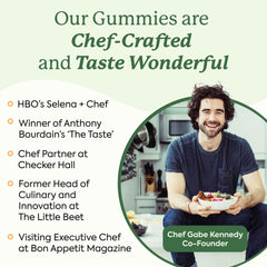 Lifestyle shot of a person taking a WonderDay gummy