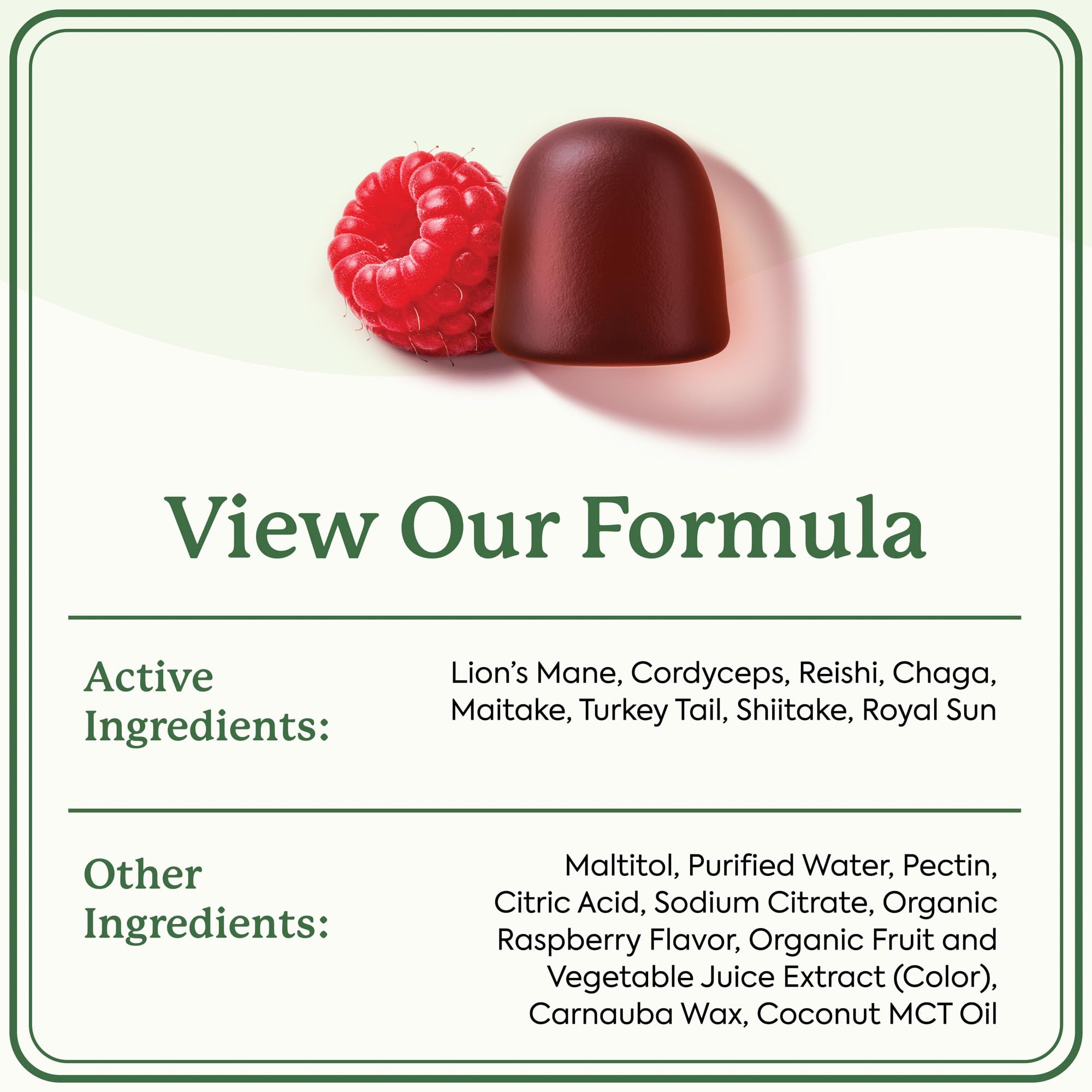 Mushroom supplement ingredients and nutrition information