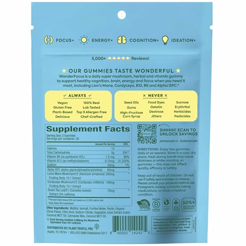 Recyclable resealable pouch of WonderFocus gummies